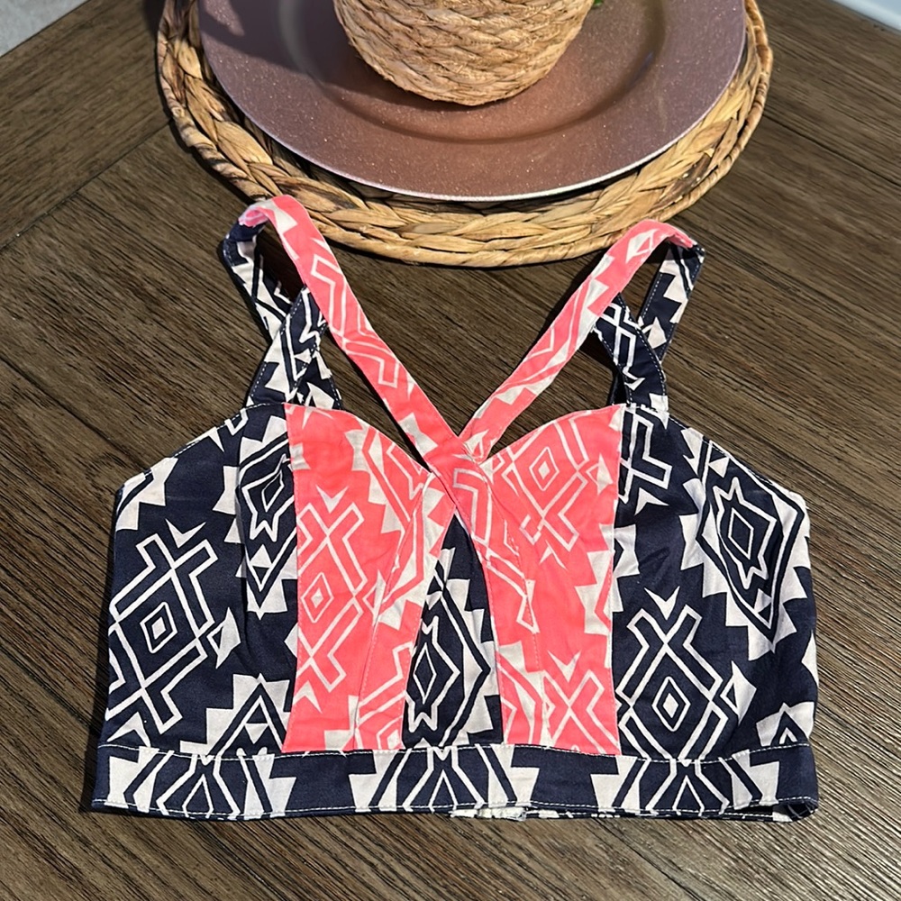 Flying Tomato Aztec/Tribal print crop top